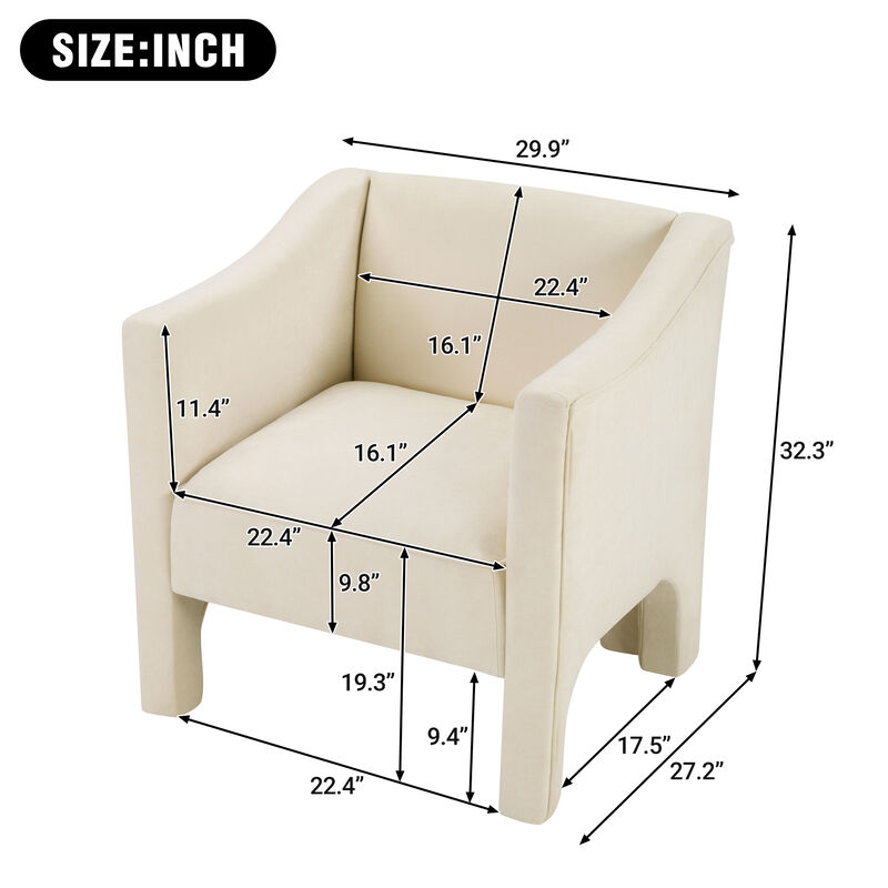 Merax Modern Barrel Accent Chair with Wraparound Enclosed Arms image number 3