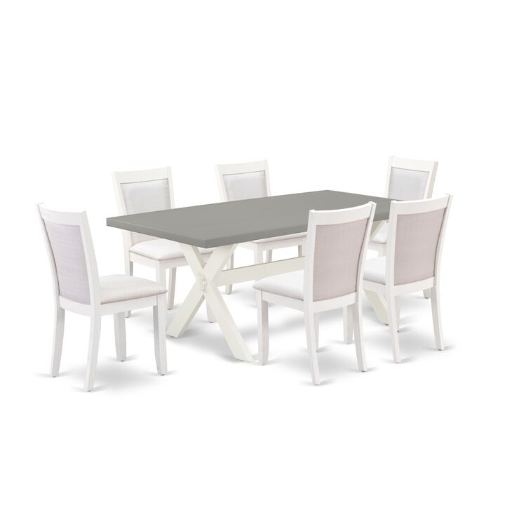 East West Furniture X097MZ001-7 7Pc Dining Room Set - Rectangular Table and 6 Parson Chairs - Multi-Color Color