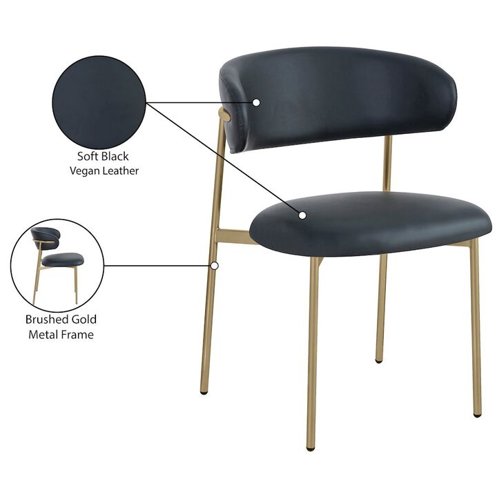 Meridian Furniture Lupita Black Vegan Leather Dining Chair, Set of 2