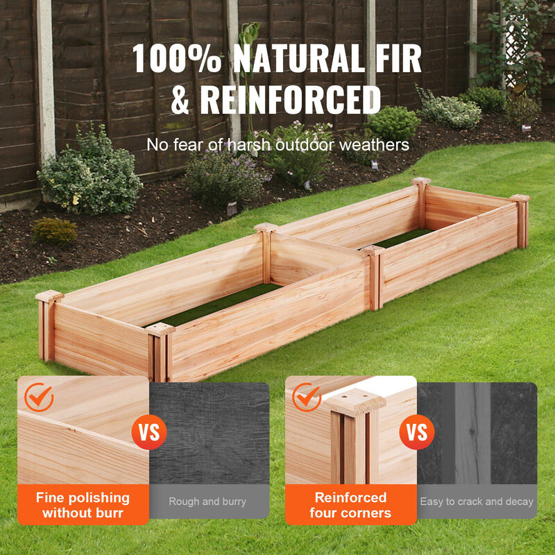 Wooden Raised Garden Bed for Vegetables, Herbs, and Flowers in Backyard or Patio