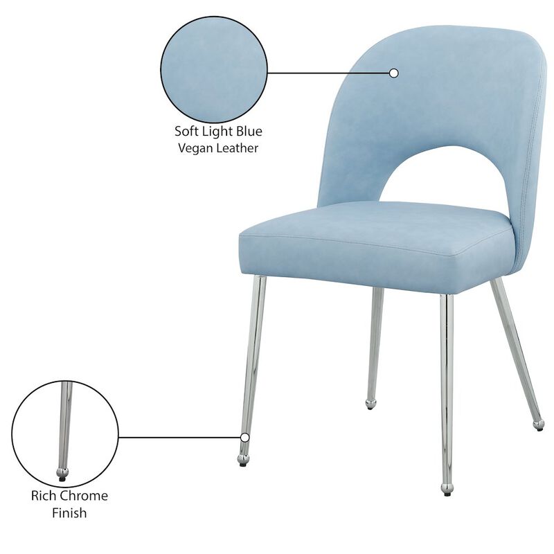 Meridian Furniture Logan Light Blue Vegan Leather Dining Chair, Set of 2