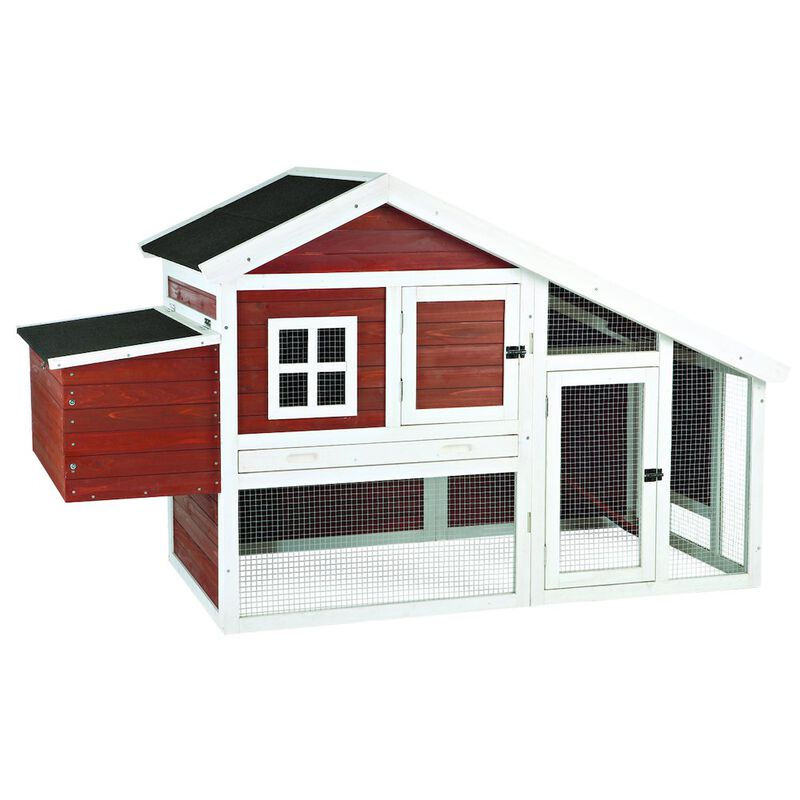 TRIXIE Weatherproof Wooded Backyard Chicken Coop, 2 Nesting Box Auburn image number 0