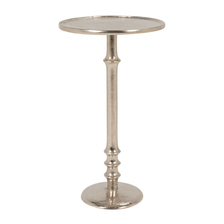 Round Metal Pedestal Accent Table, Gold Finish