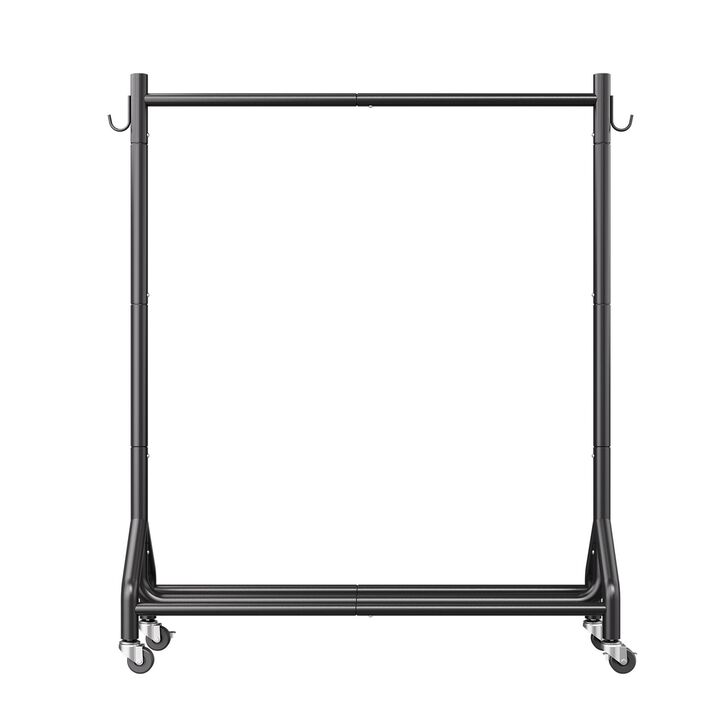 Adjustable Garment Rack with Wheels Heavy Duty Steel Frame for Bedroom