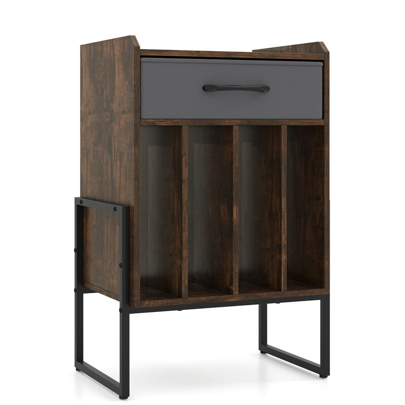 Record Player Stand with Storage Drawer and Vinyl Record Holder image number 0