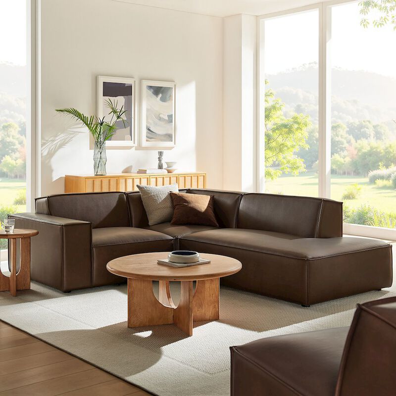 Restore 3-Piece Vegan Leather Modular L-Shaped Sectional Sofa image number 7