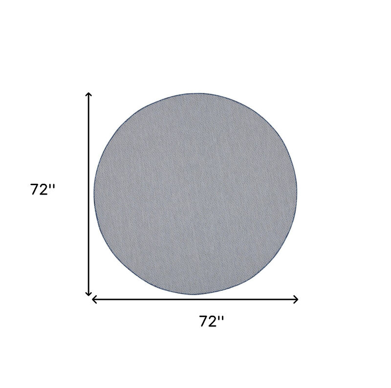 HomeRoots 6' Ivory And Blue Round Geometric Indoor Outdoor Area Rug image number 5