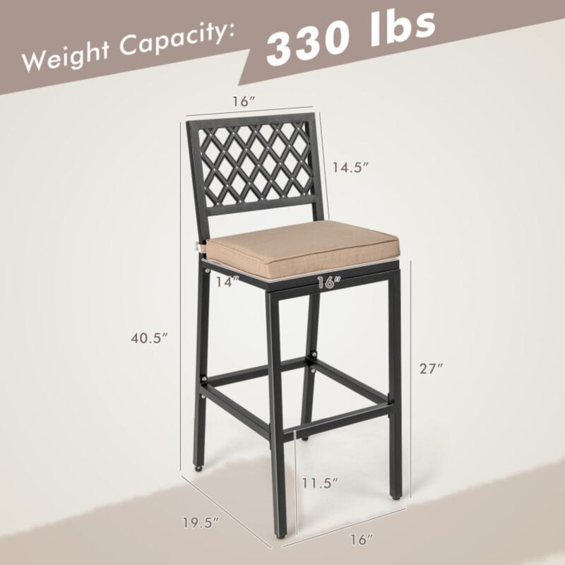 Hivvago Patio Bar Chairs with Detachable Cushion and Footrest