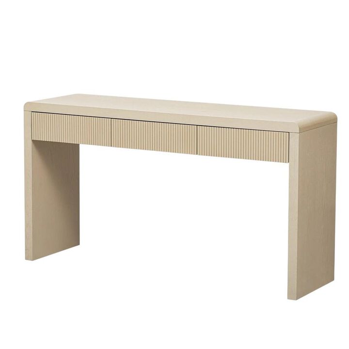 HomeRoots 55" Black Wood Double Pedestal Console Table With Three Drawers