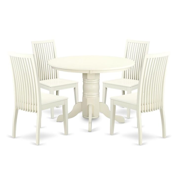Dining Room Set Linen White, SHIP5-LWH-W