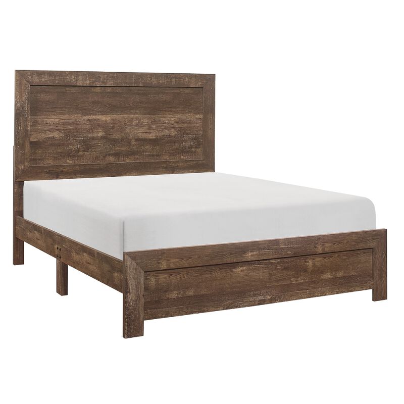Queen Size Bedroom Set, Brown Finish, Panel Design, 2-Piece Set with Bed and Nightstand image number 3