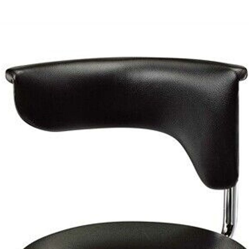 Flax 22-32 Inch Adjustable Counter Height Stool, Vegan Faux Leather, Black  - Benzara