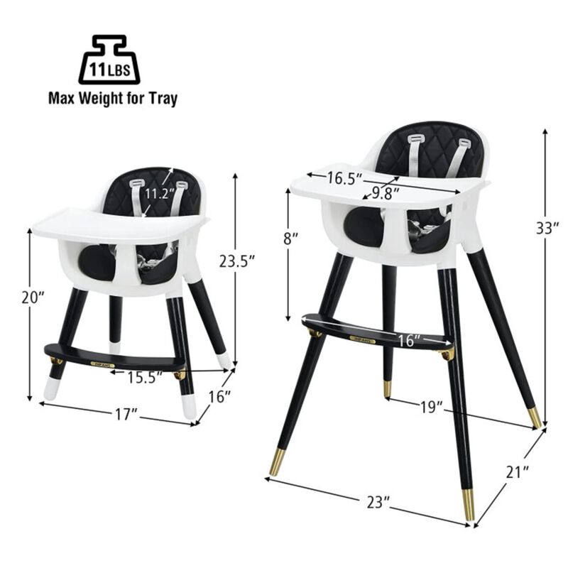 Hivvago 3-In-1 Adjustable Baby High Chair with Soft Seat Cushion for Toddlers
