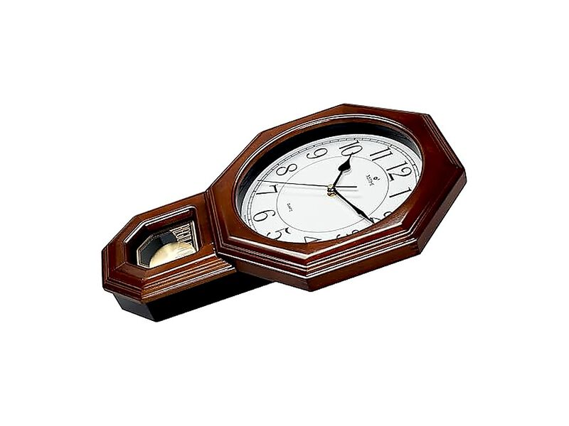 Traditional Schoolhouse Solid Wood Pendulum Wall Clock Chimes Hourly Westminster image number 2