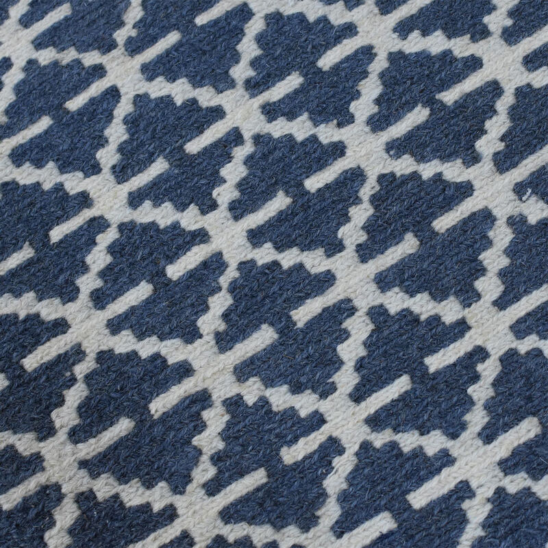 Rugsotic Carpets Hand Knotted Sumak Wool 4'x6' Area Rug Oriental Blue Beige SW0009