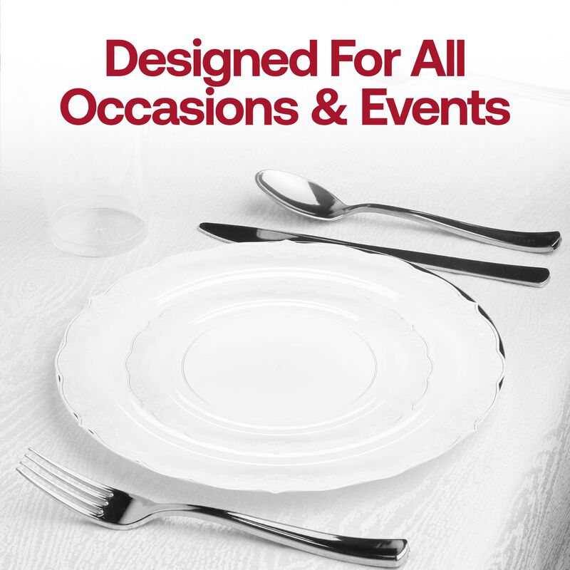 Clear Vintage Rim Round Plastic Dinnerware Value Set (120 Sets) image number 7