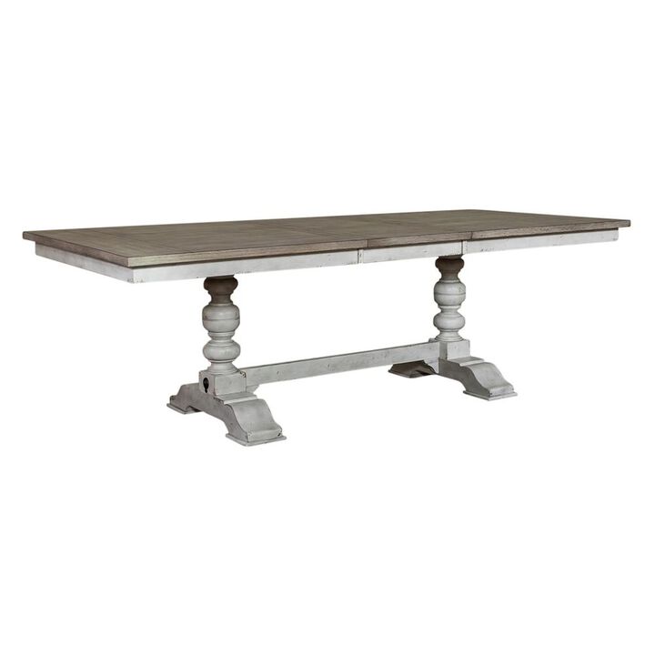 Liberty Furniture Whitney 6 Piece Trestle Table Set - Antique Linen w/ Weathered Gray