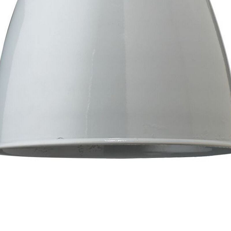 Lucy 11 Inch Pendant Chandelier, Lacquer Steel, Smooth Dome Shade, Gray-Benzara image number 3