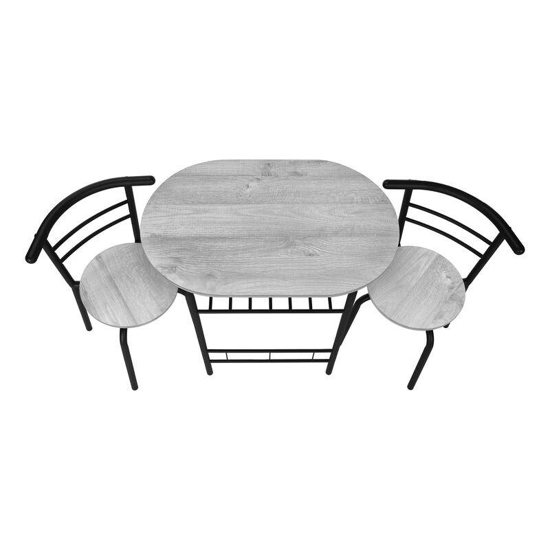 Monarch Specialties I 1207 Dining Table Set, 3pcs Set, Small, 32" L, Kitchen, Metal, Laminate, Grey, Black, Contemporary, Modern