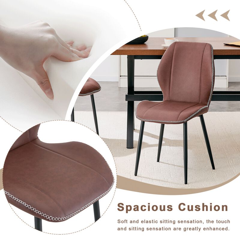 Whisen 4-Pack PU Leather Dining Chairs with Adjustable Feet, Metal Frame, Light Luxury Upholstered Chairs for Dining Room, Office, Study image number 6