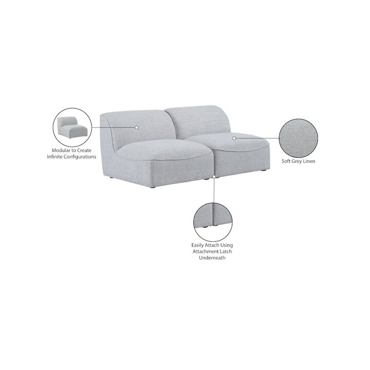 Meridian Furniture Miramar Grey Durable Linen Textured Modular Sofa