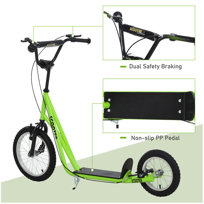 BreeBe Teens Youth Scooter Ride On Toy with Adjustable Handlebar, Dual Brakes, and Inflatable Wheels image number 4