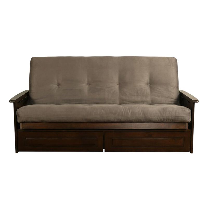 Phoenix Frame-Espresso Finish-Suede Gray Mattress-Storage Drawers image number 0