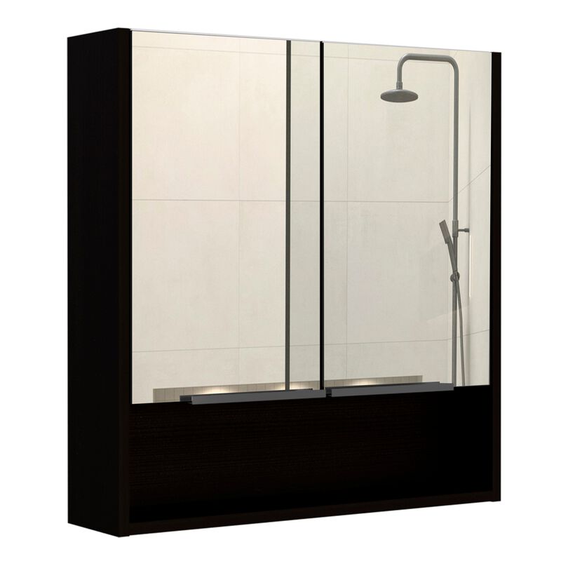Tucker 2 Piece Bathroom Set, Tatacoa Medicine Cabinet + Venus Mirrored Linen Cabinet, Black