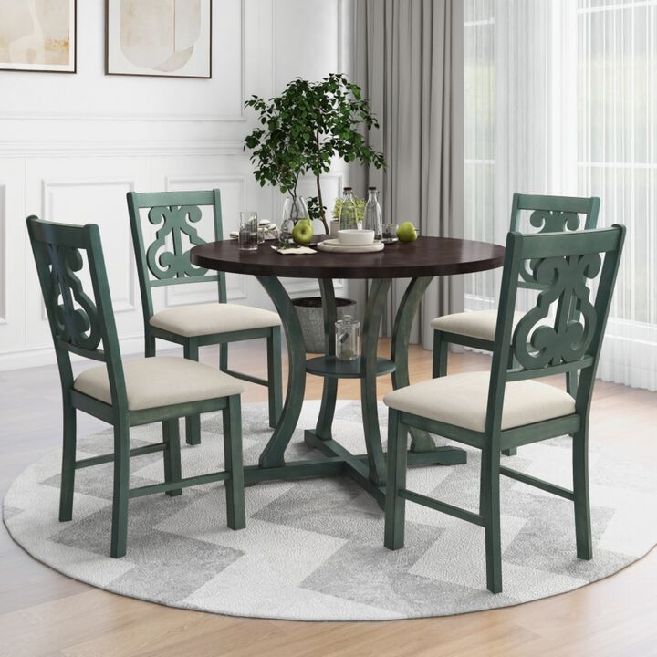 Krafti 5‑Piece Retro Round Dining Table Set