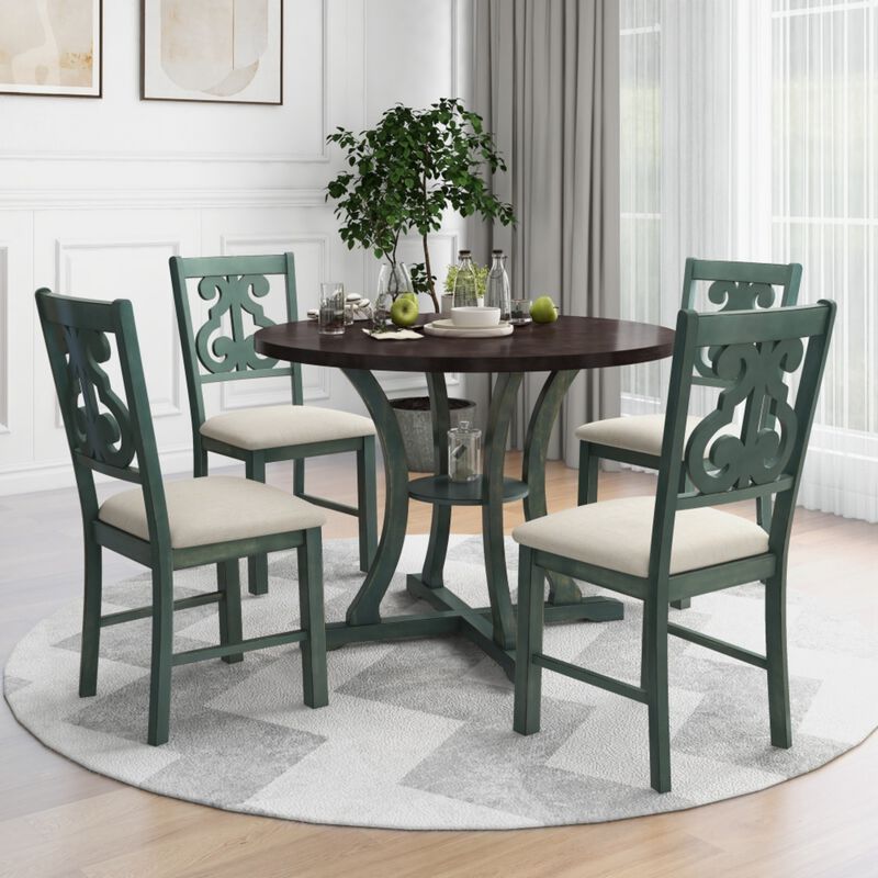 Krafti 5‑Piece Retro Round Dining Table Set image number 1