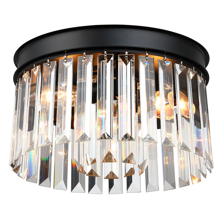 12 in. Modern Glam 3-Light Dimmable Crystal Flush Mount Ceiling Light