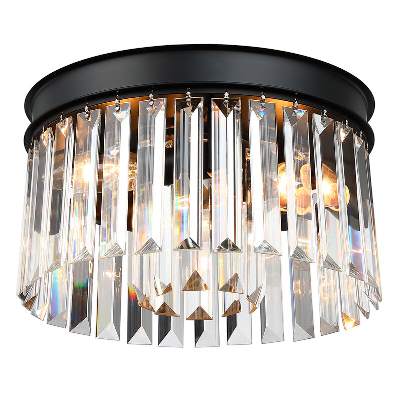 12 in. Modern Glam 3-Light Dimmable Crystal Flush Mount Ceiling Light image number 0