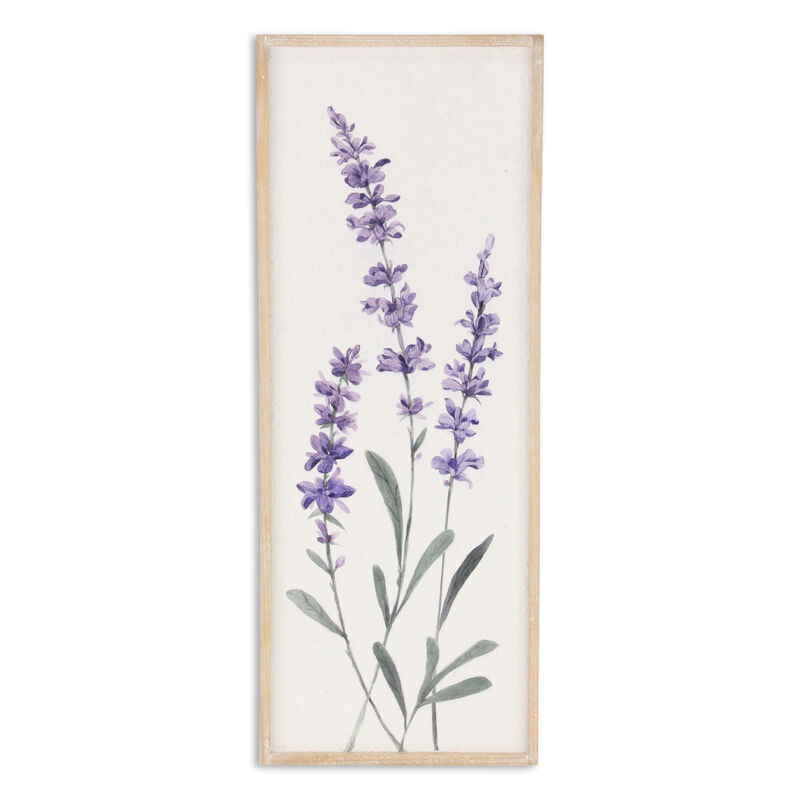 HomeRoots 32" X 12" Natural White And Lavender Floral Wood Framed Art image number 0