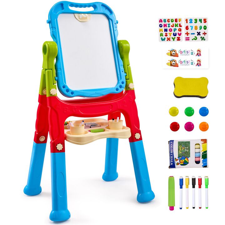 Children&rsquo;s Easel with Magnetic Board &ndash; 2-in-1 Rotating Chalkboard & Whiteboard for Art and Educational Fun