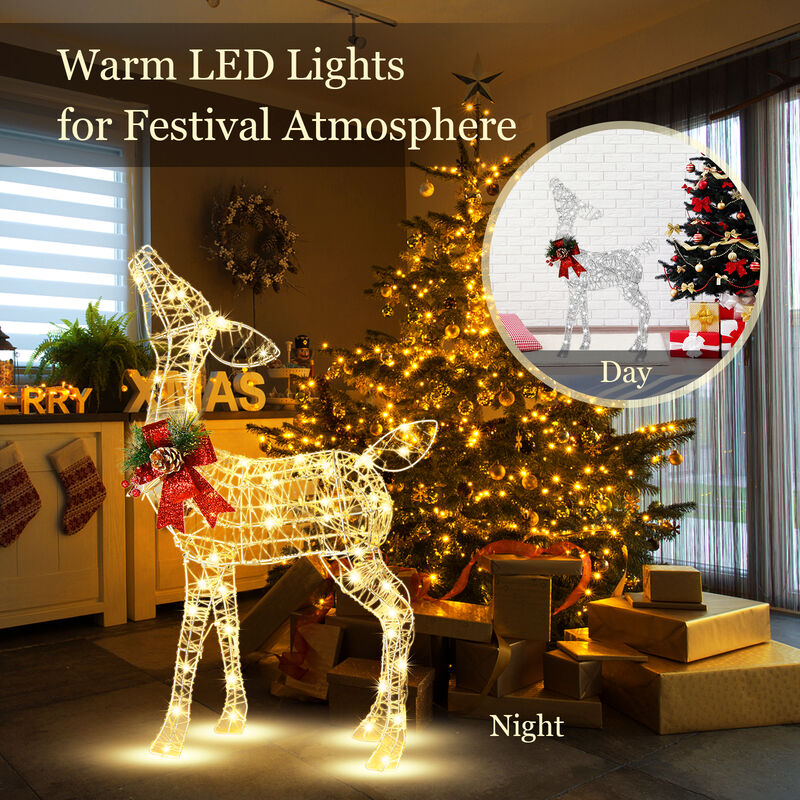 Christmas Reindeer Decoration with 50 Warm White LED Lights for Holiday Decor image number 5