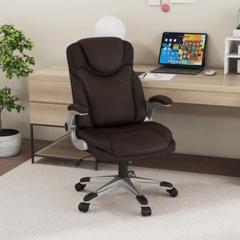 Ergonomic High-Back Office Chair with Flip-Up Armrests and Smooth Rocking Function