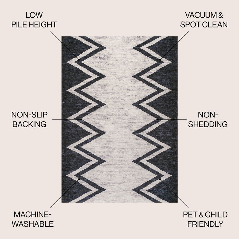 Siksak Modern Chevron Border Area Rug