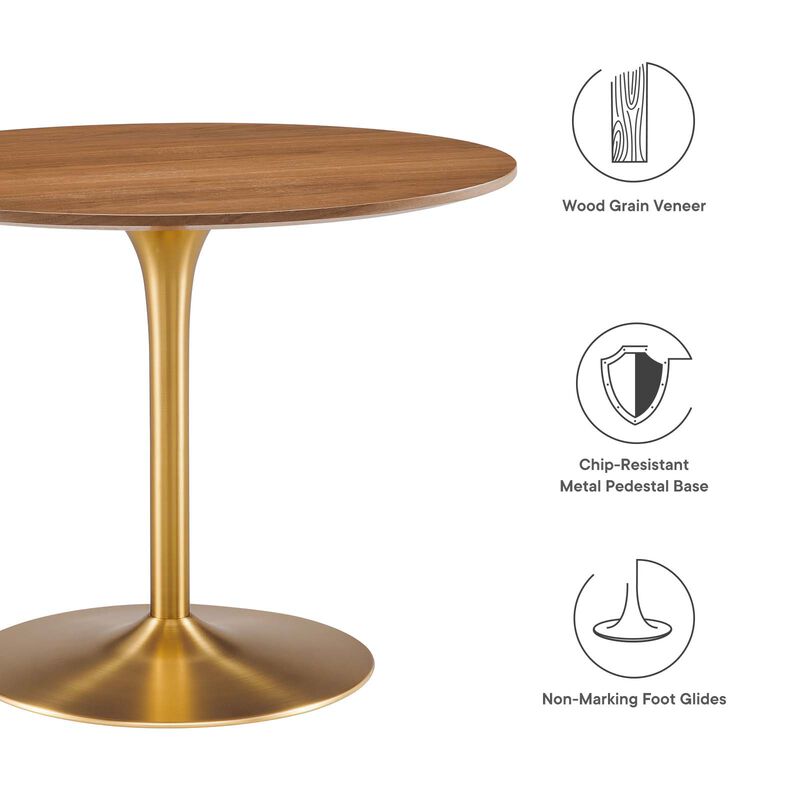 Modway - Pursuit 40" Dining Table Walnut Gold
