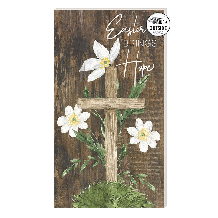 20" Brown and White "Easter Brings Hope" Outdoor Wall Sign