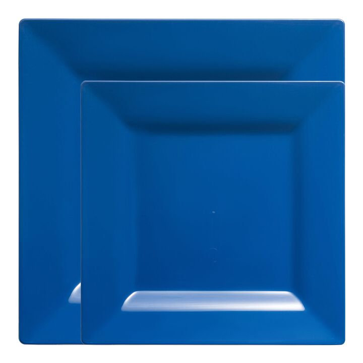 Midnight Blue Square Plastic Dinnerware Value Set (40 Sets)