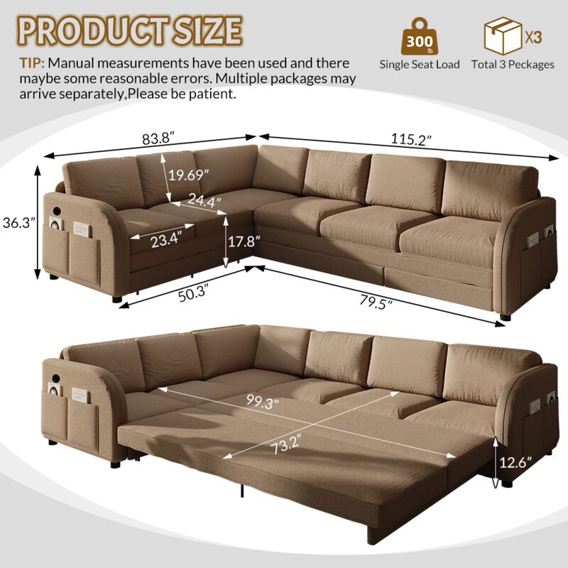Fumris U Shaped Modular Sectional Sofa image number 9