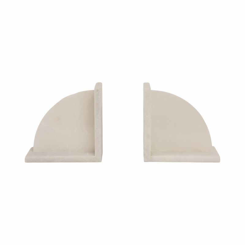 S/2 6" Alabaster Arc Bookends, White image number 0