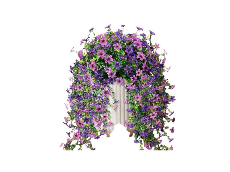 Artificial Fake Hanging Flowers Plants Outdoor Summer Decor 2 Pack Faux Silk UV image number 0