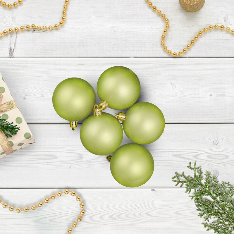 60ct Kiwi Green Shatterproof Matte Christmas Ball Ornaments 2.5" (60mm)