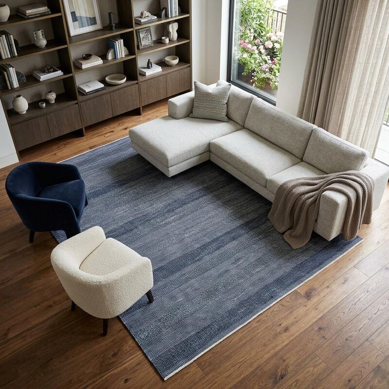 HomeRoots Wool Striped Hand Knotted Area Rug image number 1