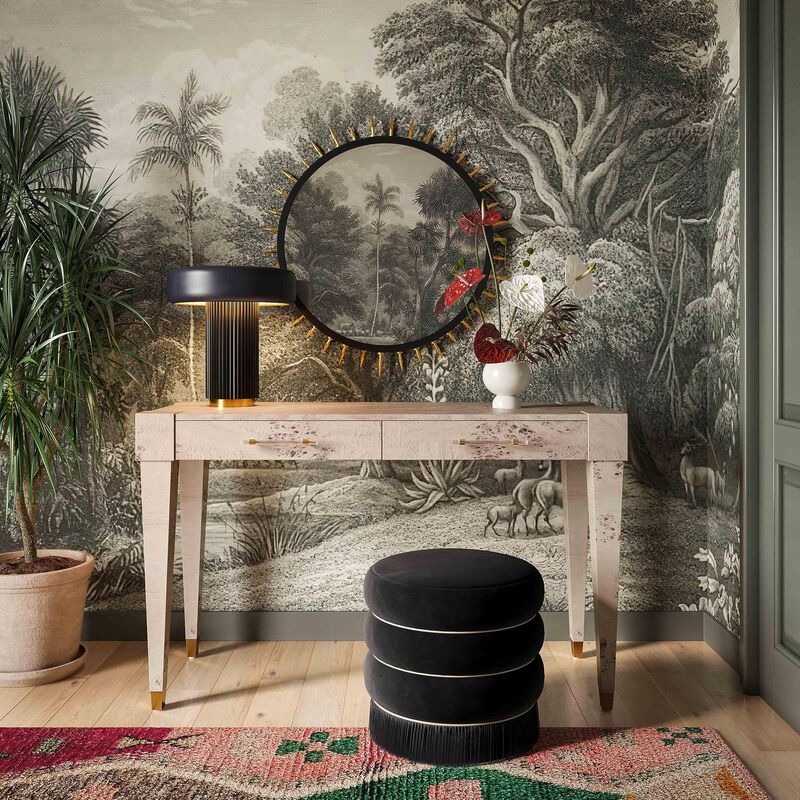 TOV Furniture Lakka Black Velvet Ottoman image number 7