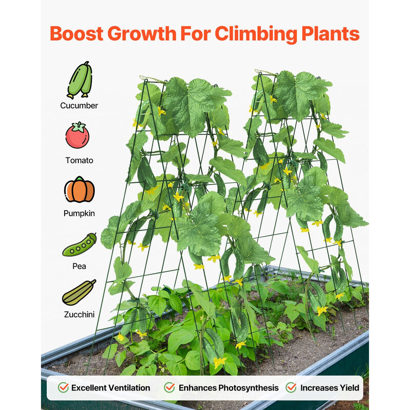 Garden Trellis A-Frame Design &ndash; Foldable Metal Structure for Cucumbers, Beans, and Vertical Plant Support Outdoors