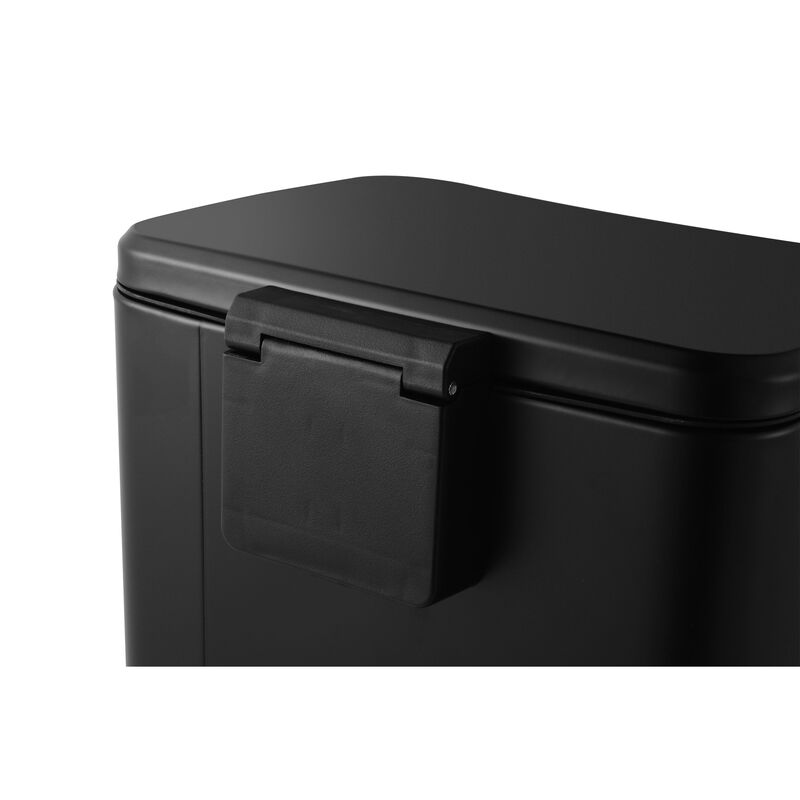 8 Gallon Stylish Rectangular Shape Matt Black Trash Can