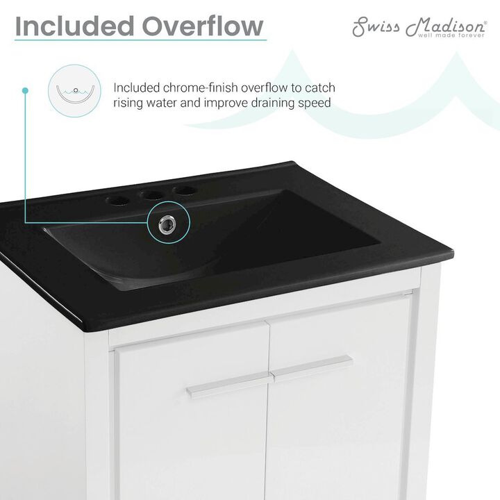 Virage 24 in. White Bathroom Vanity with 3-Hole Ceramic Sink Top