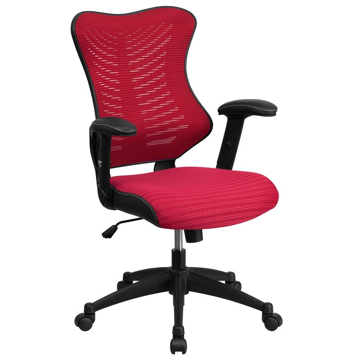 Flash Furniture Kale High Back Designer Burgundy Mesh Executive Swivel Ergonomic Office Chair with Adjustable Arms